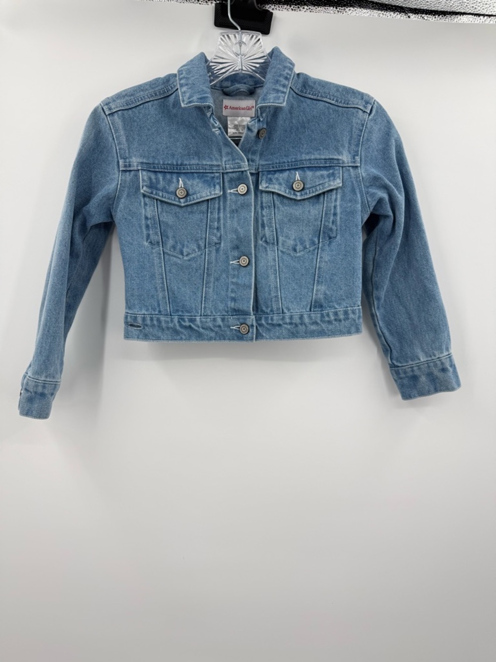 American Girl Kids Floral Embroidered‎ Denim Jean Jacket Size Small (7/8)